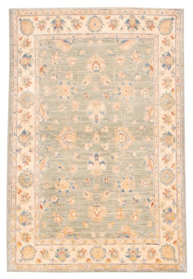 Bordered  Traditional Green Area rug 3x5 Pakistani Hand-knotted 374412