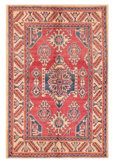 Bordered  Traditional Red Area rug 3x5 Afghan Hand-knotted 375176