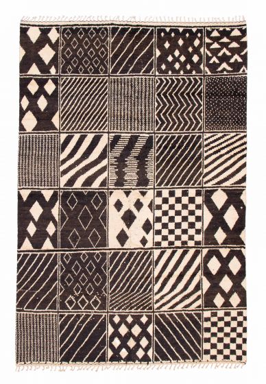 Modern  Tribal Black Area rug 9x12 Pakistani Hand-knotted 382072