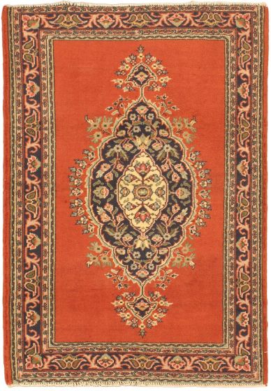 Traditional Orange Area rug 3x5 Turkish Hand-knotted 40529