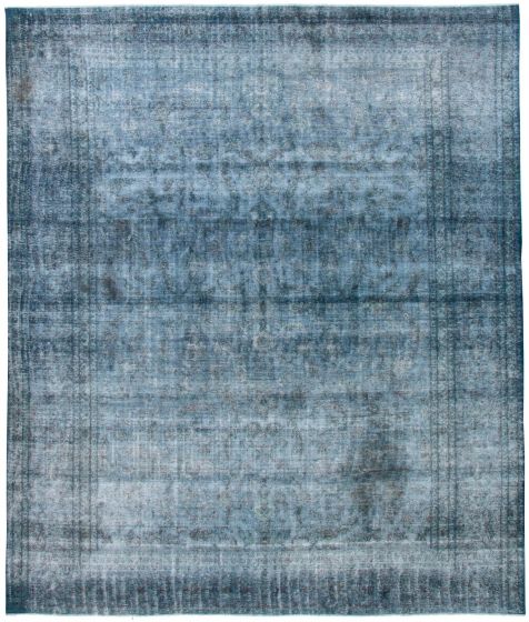 Overdyed  Transitional Blue Area rug 9x12 Turkish Hand-knotted 374264