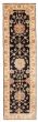 Bordered  Traditional Black Runner rug 10-ft-runner Indian Hand-knotted 374061