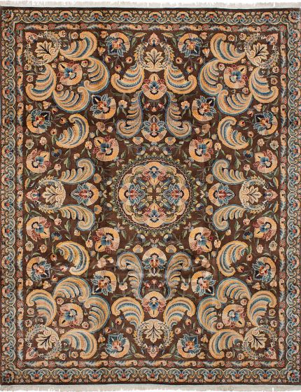 Floral  Transitional Brown Area rug 6x9 Pakistani Hand-knotted 253387