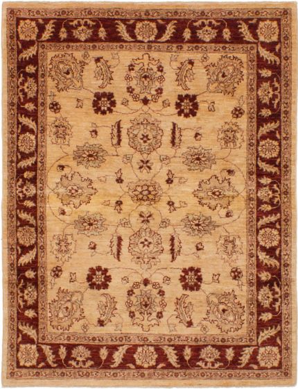 Bordered  Traditional Ivory Area rug 3x5 Afghan Hand-knotted 268683