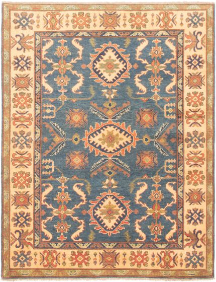 Bordered  Traditional Blue Area rug 4x6 Afghan Hand-knotted 305791