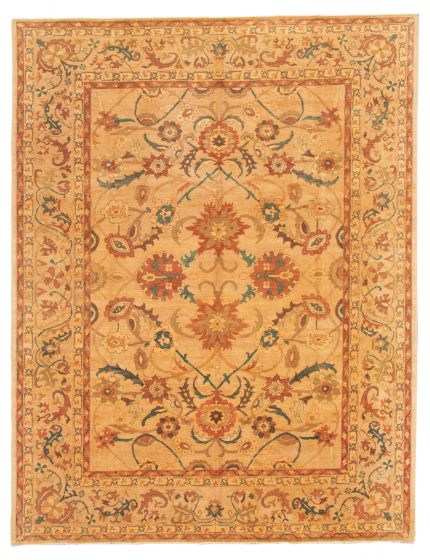 Bordered  Traditional Ivory Area rug 9x12 Afghan Hand-knotted 317679