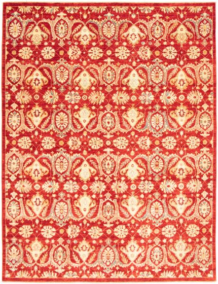 Casual  Transitional Red Area rug 9x12 Afghan Hand-knotted 319469