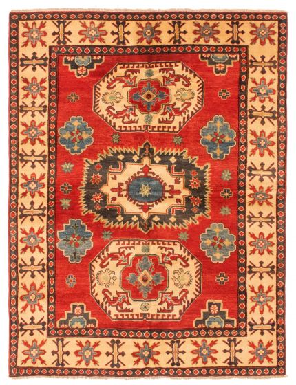 Bordered  Traditional Red Area rug 4x6 Afghan Hand-knotted 348151