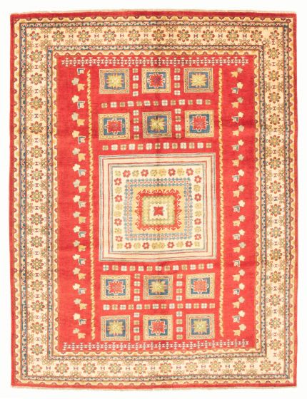 Bordered  Traditional Red Area rug 6x9 Afghan Hand-knotted 348340