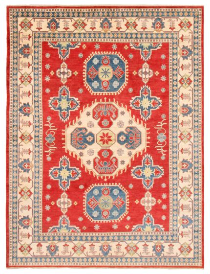 Bordered  Traditional Red Area rug 9x12 Afghan Hand-knotted 363315
