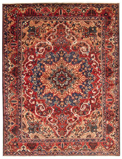 Bordered  Traditional Red Area rug 9x12 Persian Hand-knotted 366426