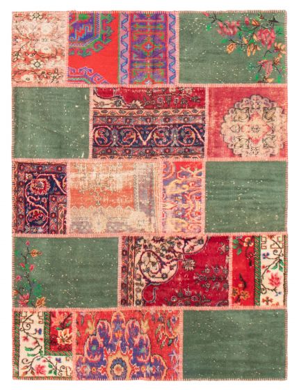 Transitional Green Area rug 5x8 Turkish Hand-knotted 369286