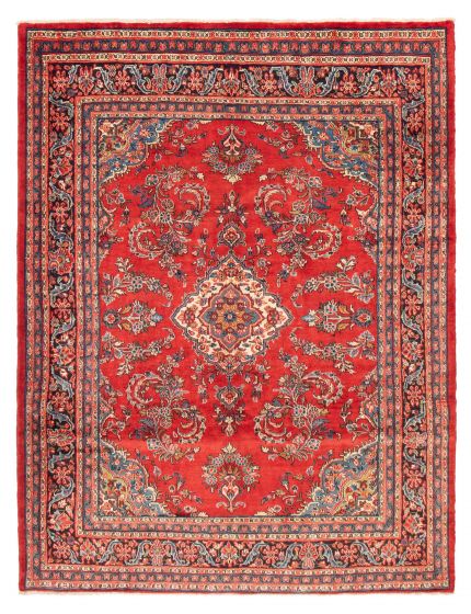 Bordered  Traditional Red Area rug 6x9 Turkish Hand-knotted 371626
