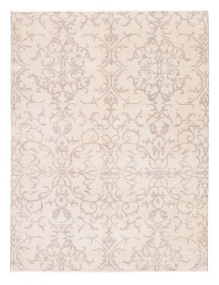 Transitional Grey Area rug 9x12 Indian Hand-knotted 379014
