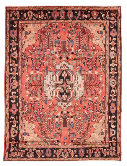 Bordered  Tribal Brown Area rug 6x9 Turkish Hand-knotted 384935