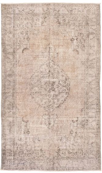 Bordered  Vintage Green Area rug 6x9 Turkish Hand-knotted 326332
