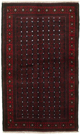 Bordered  Tribal Blue Area rug 4x6 Afghan Hand-knotted 333749
