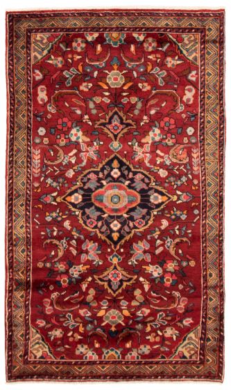 Bordered  Traditional Red Area rug 5x8 Persian Hand-knotted 353035