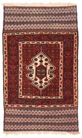 Bordered  Tribal Brown Area rug 3x5 Afghan Hand-knotted 355680