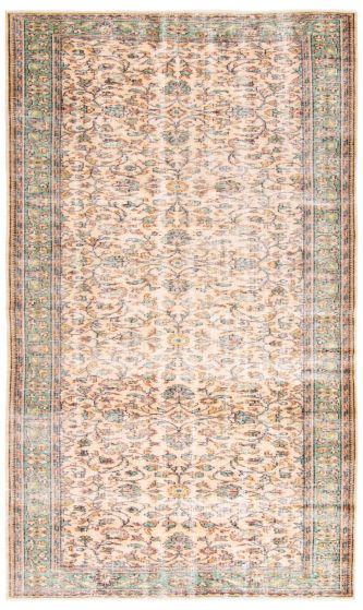 Bordered  Transitional Ivory Area rug Unique Turkish Hand-knotted 362841