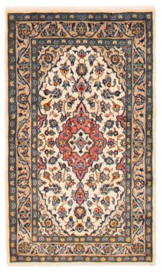Bordered  Traditional Ivory Area rug 3x5 Persian Hand-knotted 365153