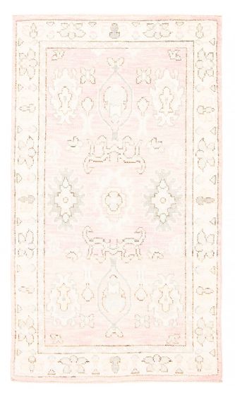 Bordered  Transitional Pink Area rug 3x5 Pakistani Hand-knotted 382108