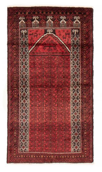 Bordered  Tribal Red Area rug 3x5 Persian Hand-knotted 383329
