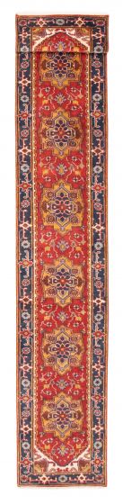 Bordered  Traditional Red Runner rug 16-ft-runner Indian Hand-knotted 377693