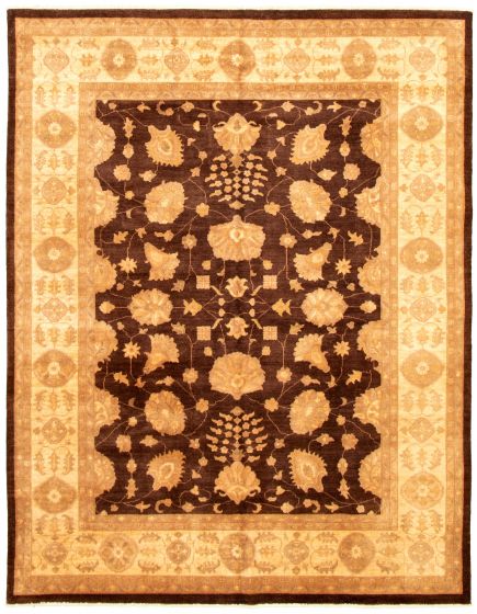 Bordered  Traditional Brown Area rug 6x9 Pakistani Hand-knotted 330643