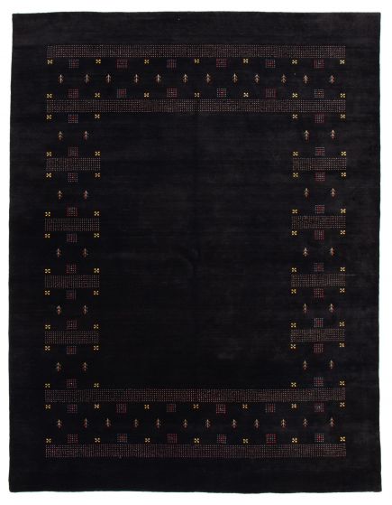 Gabbeh  Tribal Black Area rug 8x10 Indian Hand Loomed 355311