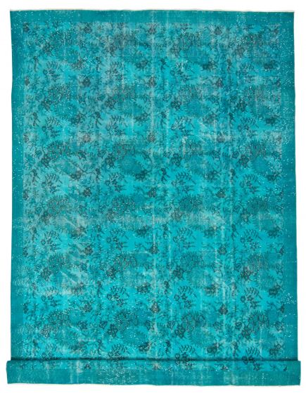 Overdyed  Transitional Green Area rug 8x10 Turkish Hand-knotted 361899