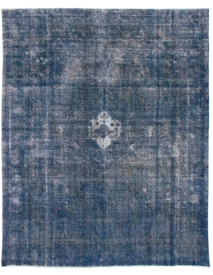 Overdyed  Transitional Blue Area rug 9x12 Turkish Hand-knotted 374195