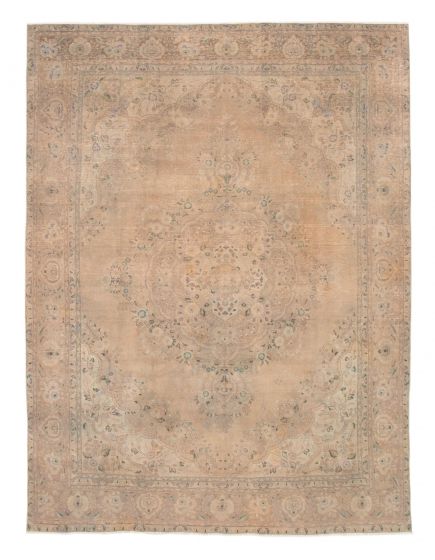 Bordered  Vintage/Distressed Brown Area rug 9x12 Turkish Hand-knotted 377190