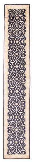 Bordered  Traditional Blue Runner rug 17-ft-runner Pakistani Hand-knotted 378934