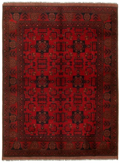 Bordered  Tribal Red Area rug 4x6 Afghan Hand-knotted 326028