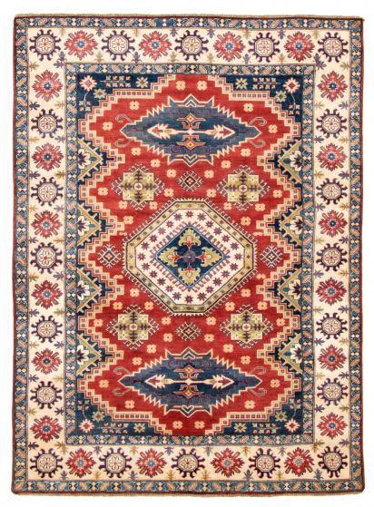 Bordered  Traditional Red Area rug 6x9 Afghan Hand-knotted 329085