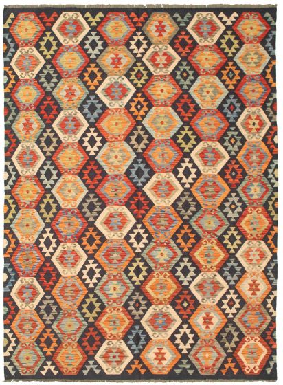Flat-weaves & Kilims  Geometric Blue Area rug 6x9 Turkish Flat-weave 330665