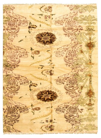 Floral  Transitional Ivory Area rug 6x9 Indian Hand-knotted 335226