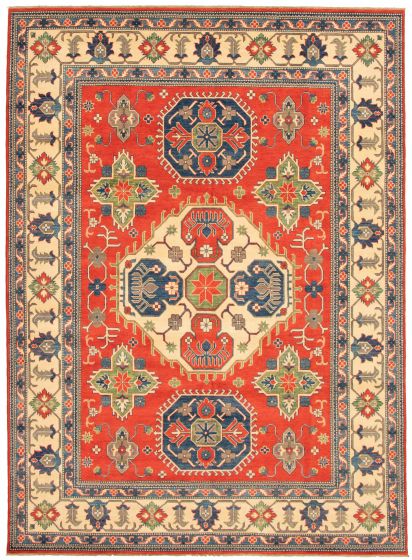 Bordered  Traditional Red Area rug 8x10 Afghan Hand-knotted 336935