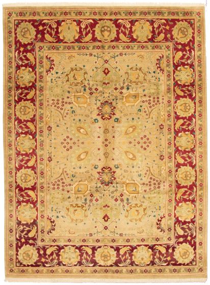Bordered  Traditional Green Area rug 10x14 Pakistani Hand-knotted 338275