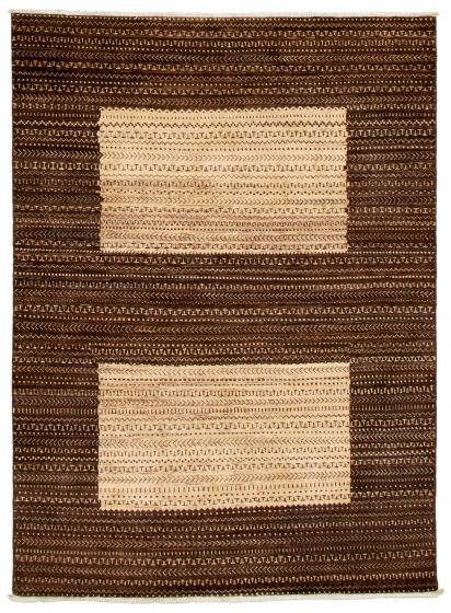 Gabbeh  Tribal Brown Area rug 4x6 Pakistani Hand-knotted 339063