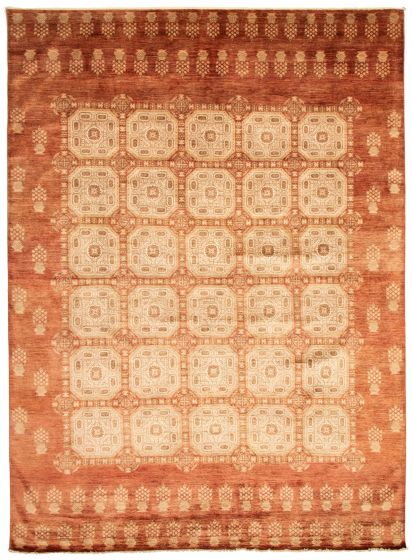 Geometric  Transitional Brown Area rug 10x14 Pakistani Hand-knotted 341495