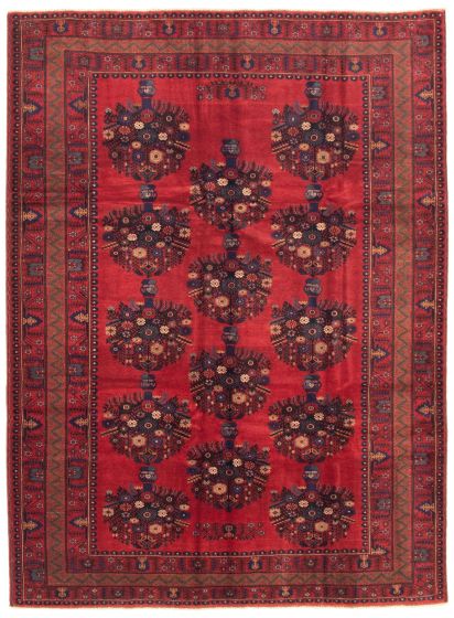 Bordered  Tribal Red Area rug 6x9 Afghan Hand-knotted 342825