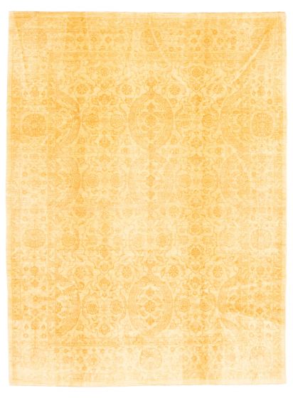 Bordered  Transitional Ivory Area rug 5x8 Afghan Hand-knotted 346659