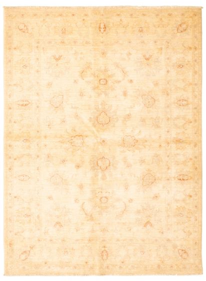 Bordered  Traditional Ivory Area rug 4x6 Afghan Hand-knotted 346665