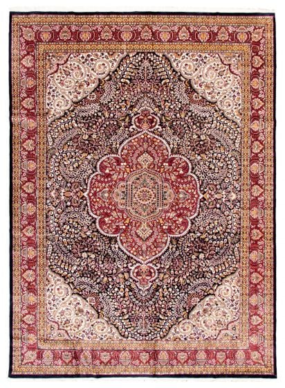 Bordered  Traditional Blue Area rug 9x12 Indian Hand-knotted 348917