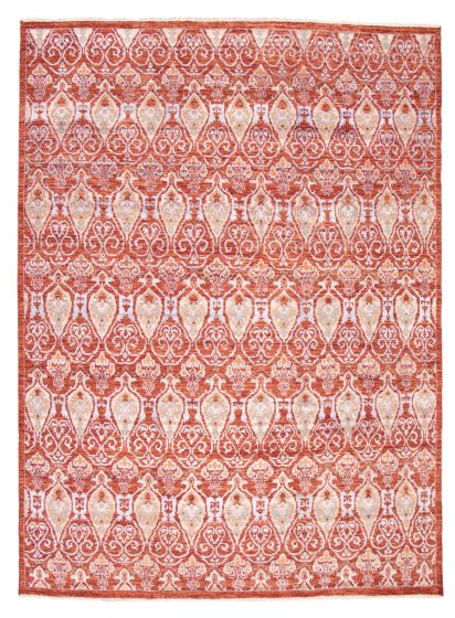 Transitional Brown Area rug 10x14 Indian Hand-knotted 377271
