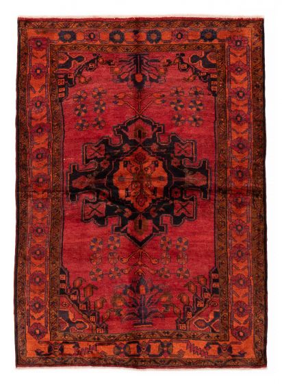Bordered  Tribal Red Area rug 5x8 Turkish Hand-knotted 380257