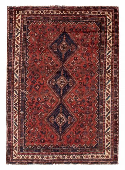 Bordered  Vintage/Distressed Red Area rug 6x9 Turkish Hand-knotted 384677