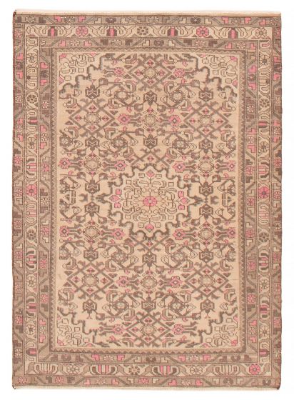 Vintage/Distressed Ivory Area rug 3x5 Turkish Hand-knotted 392506